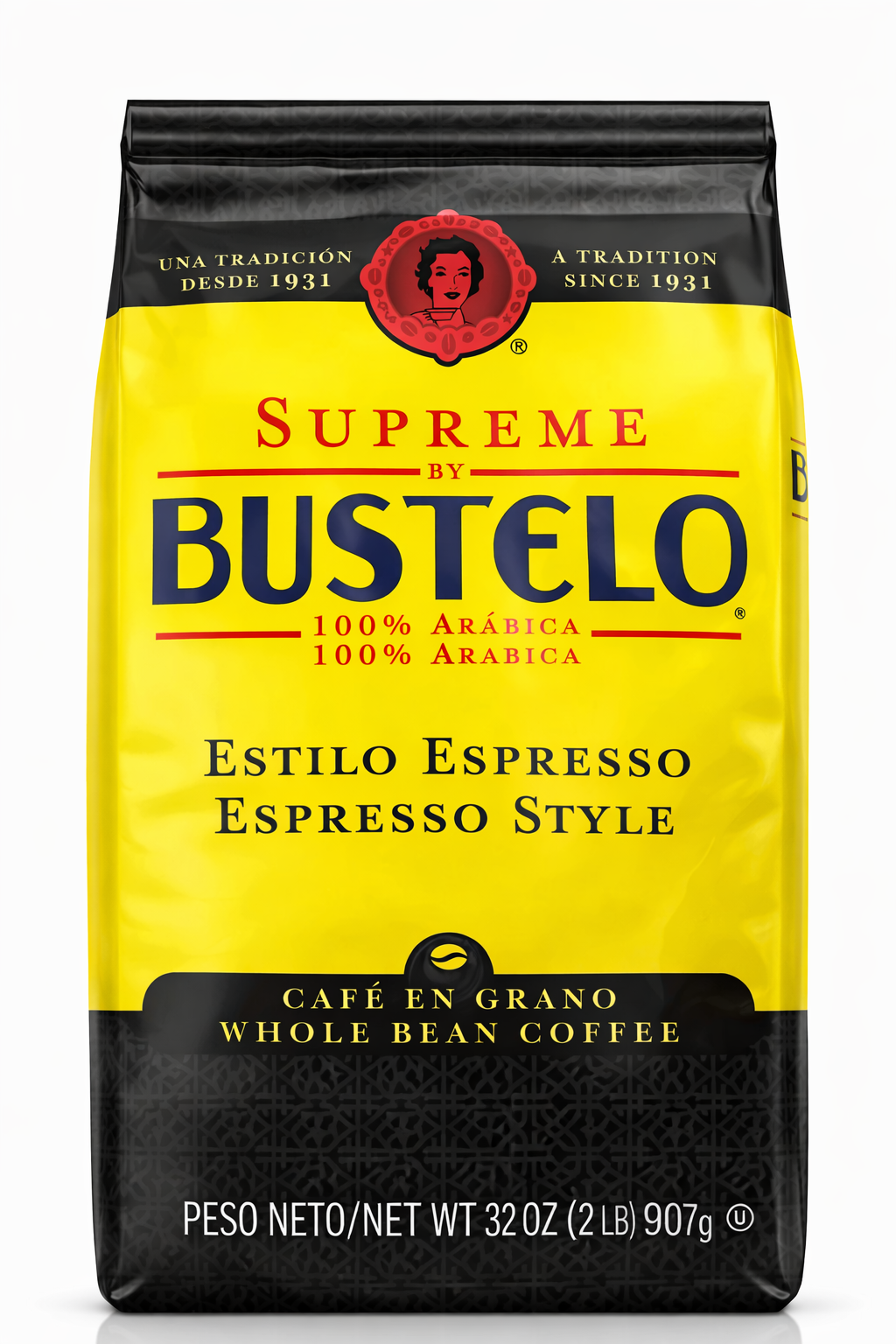 Supreme by Bustelo Espresso Style Whole Bean Coffee – 2 lb Bag (907 g)